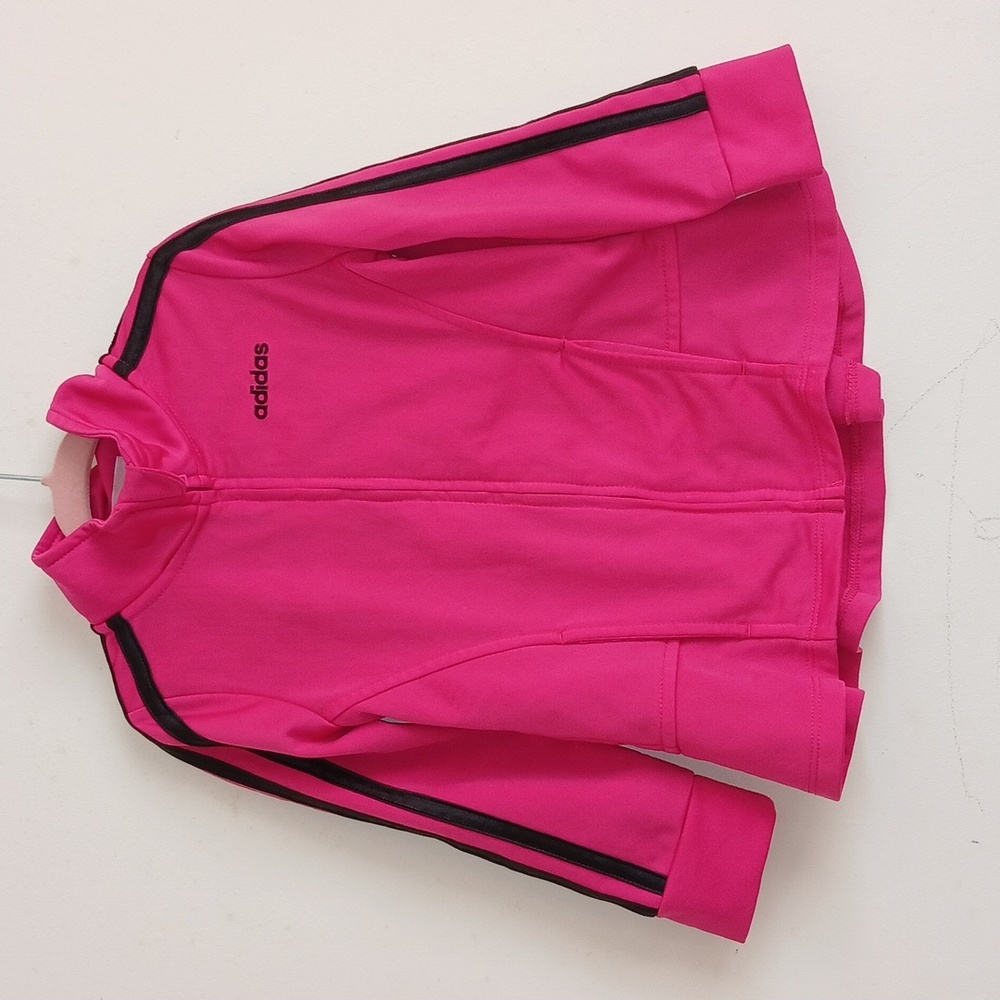 Adidas Little Girls Pink Flare Bottom Track Jacket Zip Up - Kids | Size 3T